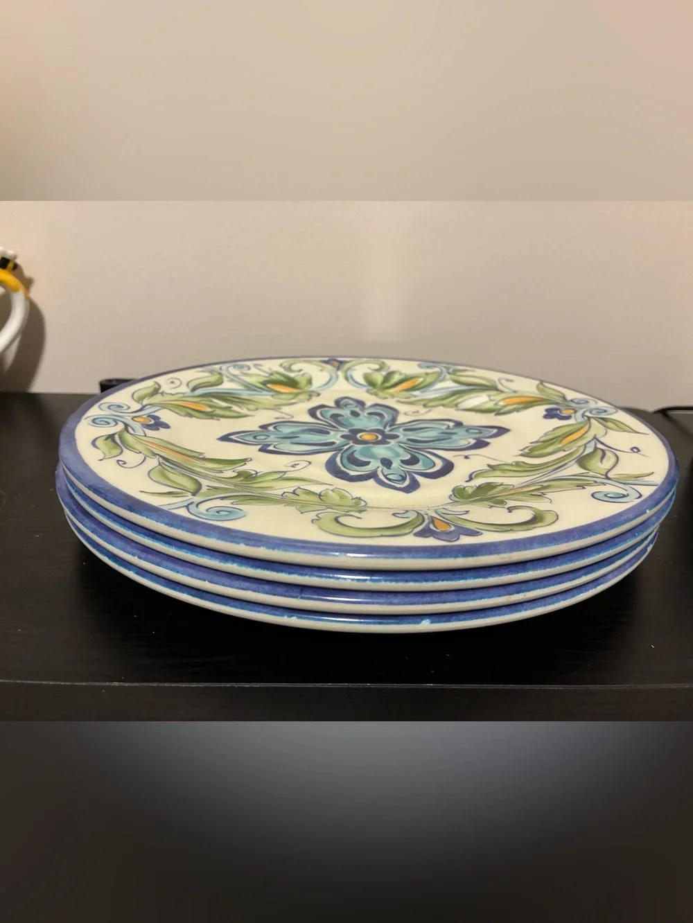 Decorative Blue Floral melamine Dinner Plate - Set of 4
